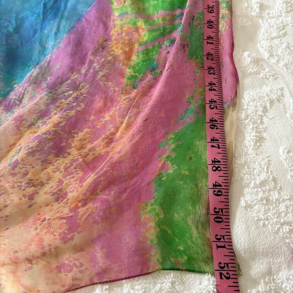 VTG GOTTEX Silk Scarf Wrap Watercolor 52"x70" Vibrant Retro 70s Artsy Hippie - Picture 7 of 8